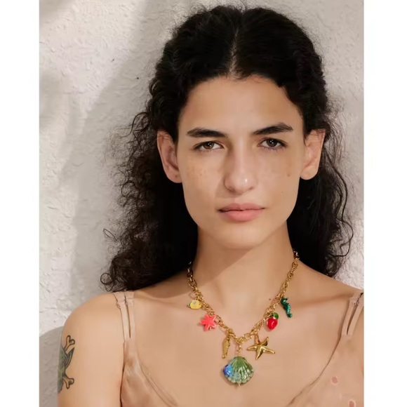 Golden Ocean Charm 18K Gold Stainless Steel Waterproof Necklace - Picture 4 of 15